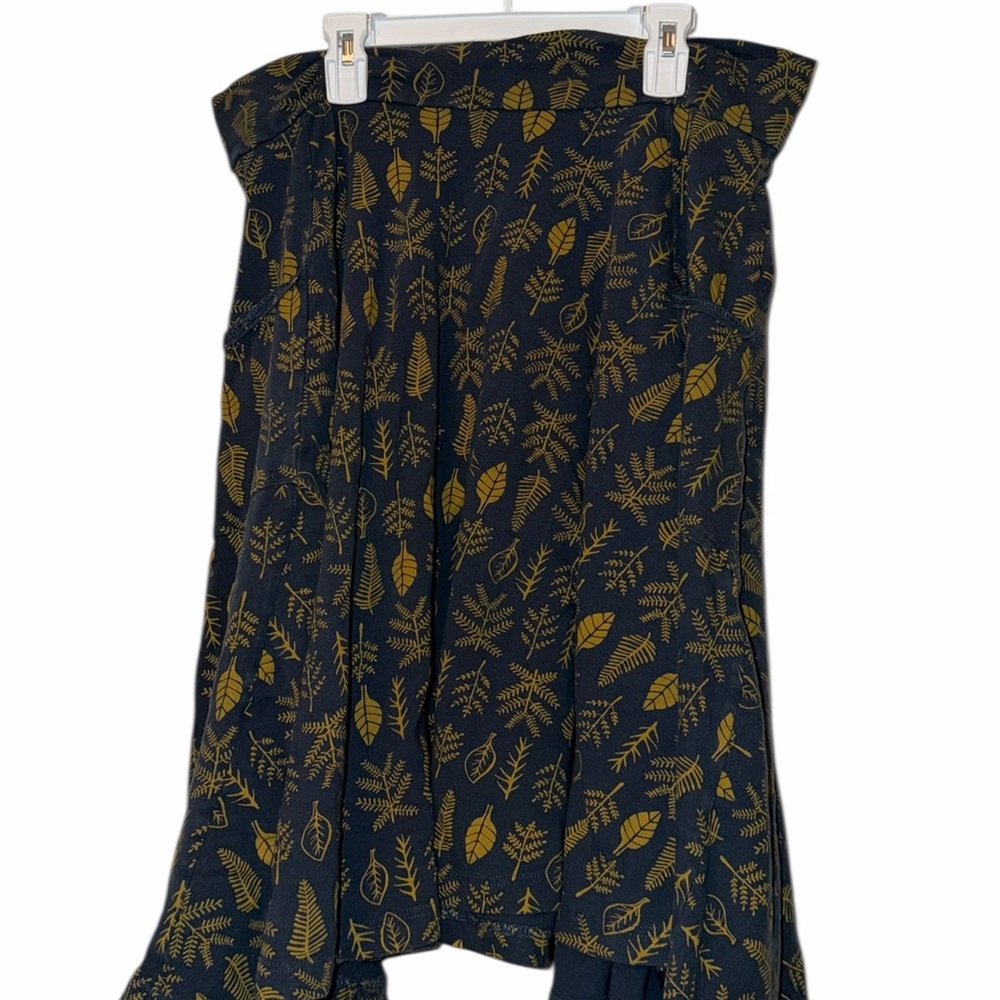 Effie’s Heart Women’s winsome navy mustard Floral-Leaf Midi pocket Skirt sz XL